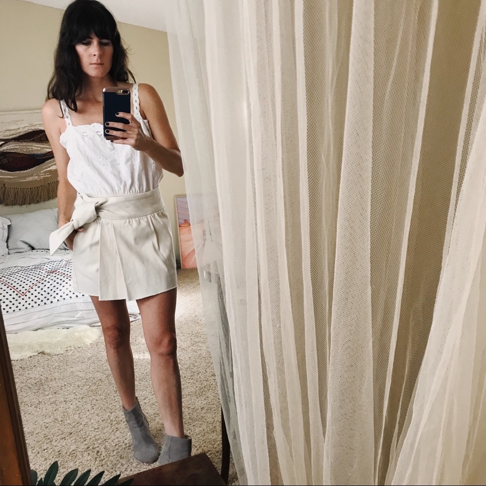 Isabel Marant Pleated Cotton Cut Off Mini Skirt